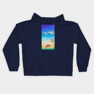 The digital painted rural nature labeled "home" Kids Hoodie